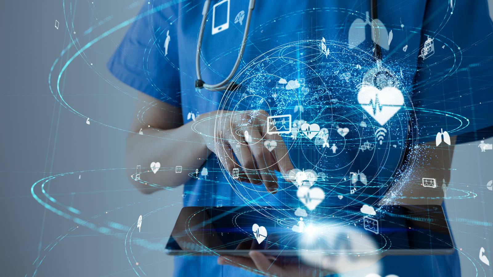Medicine, Doctor, iPad, breathing, respiratory failure, blue, scrubs
